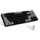E元素メカニカルゲーミングキーボード89キー 赤軸 青軸 茶軸 USB有線接続 黄色LEDバックライト ナンバーパッド付きWINDOWS/MAC/PS4に対応のゲーム/オフィス用キーボード (ブラック+グレー、青軸)(2)