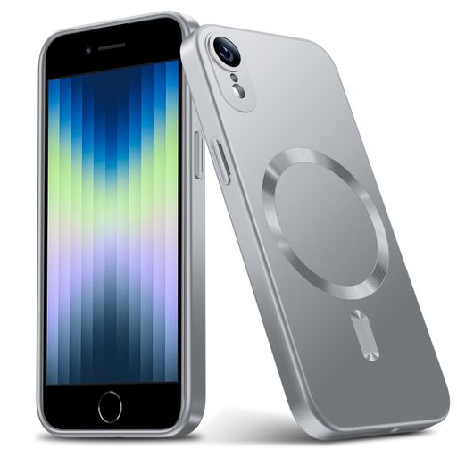 iPhoneXR用ケースMagnetic対応ワイヤレス充電軽薄型TPUソフトアイフォンxr用スマホケースマグネット搭載耐衝撃米軍MIL規格取得黄変防止耐久性ストラップ穴付きおしゃれ携帯カバー銀D79-99