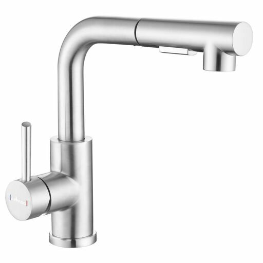 APPASOバーシンク蛇口、引き出し式スプレーステンレス鋼付きブラシ付きニッケルキッチン蛇口、モダンな..