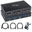 ES-TuneKVM切替器2入力1出力HDMIモニター2入力4出力USBハブ手動式電源不要タイプC端子採用USB2.0USBケーブル付属KVMスイッチ切替機