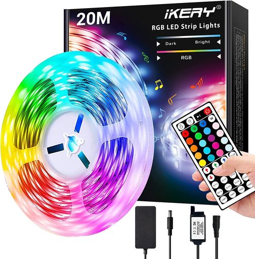 IKERY LEDテープライト 20M RGB LEDテープ 24V リモコン付き 間接照明おしゃれ 部屋寝室 ゲーミングライト ライン照明 室内装飾