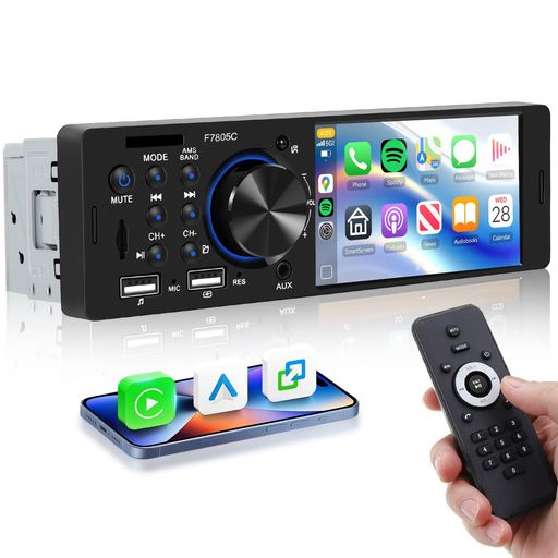 Hodozzy 1DIN カーステレオ Bluetooth対応 CarPlay/Android Auto サポートカーオー...