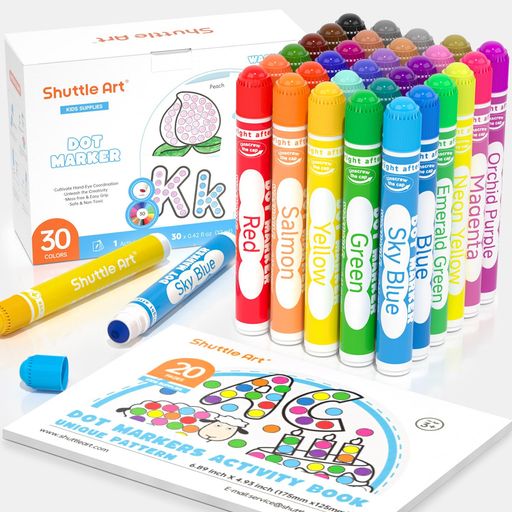 Shuttle Art ドットマーカー カラーペン 30色セット 12ml 子供用 水性 洗える 塗り...