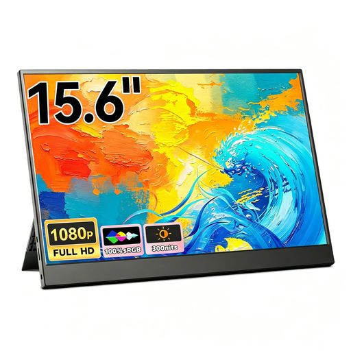 Latpomo モバイルモニター 15.6インチ IPS非光沢 モバイルディスプレイ FHD 1080P 自立型スタンド 薄型軽量 ポータブルモニター 持ち運び USB Type-C/Mini HDMI