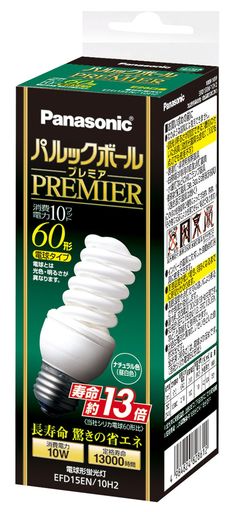 サイズ:10.4x4.0cm 本体重量:0.052Kg 定格電圧:100V 50/60Hz共用 定格消費電力:10W 定格寿命:13,000時間(定格寿命は平均値であり、保証値ではありません。) スペック:光色=ナチュラル色、全光束 (ランプ単体の明るさ)=780 lm(741 lm)※1、色温度=5000K ※1 全光束は周囲温度35°Cの定格値。( )内の数値は周囲温度25°Cの定格値。 定格入力電流:0.18A、口金直径26mm 消費効率:74.1lm/W、省エネ達成率=114%