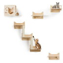 MIUZMORE 松 猫 壁フレーム クライミングフレーム 5点セット 猫の壁家具 猫の棚と止まり木 壁 キャットハウス サイザル麻の柱 はしご 猫の階段 猫の...