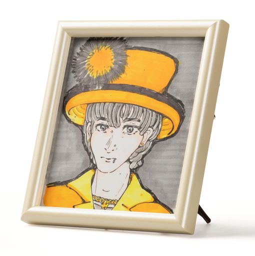 ケンコー額縁ミニ色紙カラーフレームイエロー自立スタンド付木製フレーム収納可能サイズ122x137mmPS-MC..