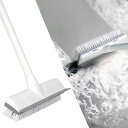CLEANHOMEデッキブラシ掃除用ブラシ2in1水切りワイパータイルブラシ3段ポール長さ調節可能47cm-127cmベランダ/玄関/床/庭園にも適用掃除用品風呂掃除【耐久性MAX】(ホワイト)