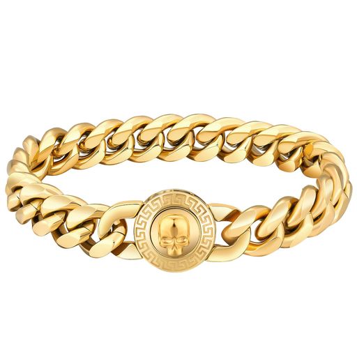 KRKC&COスカルデザイン留め具ブレスレットメンズ幅12mm喜平チェーンサージカルステンレス金属アレルギ..