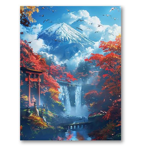 LOMSIOYダイヤモンドアートキット大人用富士山ダイヤモンドアート風景ラウンドフルドリルクリスタルラ..