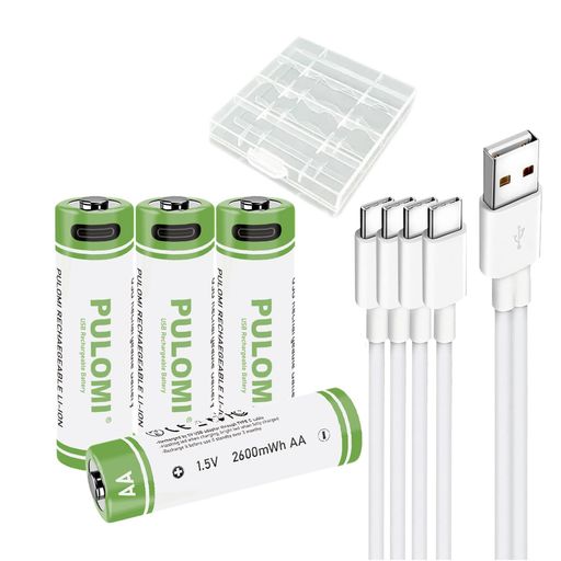 USBリチウムイオン充電式単三電池、高容量1.5V2600mWh充電式単3形充電池、1.5時間急速充電、1200サイクル、タイプCポートケーブル付き、定出力、4個パックrechargeablebatteryaa USBリチウムイオン充電式単三電池、高容量1.5V2600mWh充電式単3形充電池、1.5時間急速充電、1200サイクル、タイプCポートケーブル付き、定出力、4個パックrechargeablebatteryaa