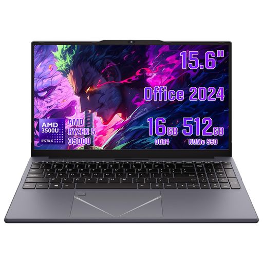 AMD ノートパソコン 15.6型/Ryzen5 3500U(最大2.3GHz) MS office2024 /16GB RAM 512GB NVMe SSD Windows 11 pro/指紋認証/スマートタッチパッド/フルHD