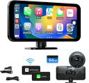 ポータブル ディスプレイオーディオ CARPLAY&ANDROIDAUTO対応 ドライブレコーダー付き 簡単脱着 カーオーディオ一体型ナビ 6.25インチ タッ...