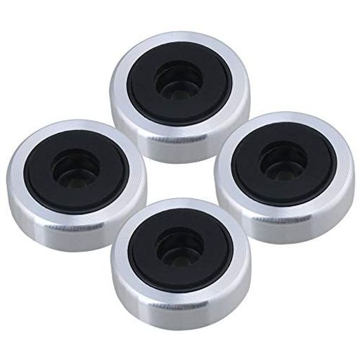 Yibuy 4個入れ 30x11mm シルバー アルミ合金 プラスチック スピーカー独立性ベース オーディオスピーカーアンプCDプレーヤー用