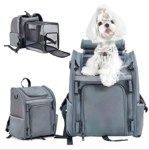 WILDGOGOの拡張可能なペットキャリー。猫や小型・中型犬に対応し、6キロ以下のペット用。折りたたみ可..