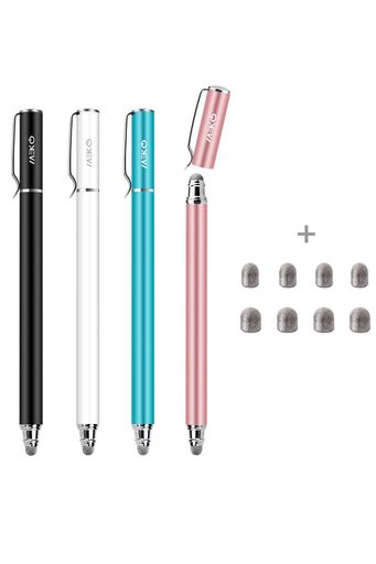 【4本セット・家族や仕事用にも便利な2in1設計】4本セットのタッチペンに、交換用ペン先8個を付属。極細5mmペン先と6mm標準ペン先を搭載した2in1設計で、細かな文字入力やアイコン操作、イラスト制作やゲームまで幅広く対応。家族・友人とのシェアや、自宅・会社・学校での使い分けにもおすすめです。 【高感度導電繊維・自然な書き心地】導電繊維ペン先が画面にしっかり反応し、滑らかな操作感を実現。遅延が少なく、文字入力・PDF書き込み・手書きメモ・スマホゲームなど様々な用途で快適に使用できます。画面を傷つけにくく、指紋も付きにくい設計です。 【高級感のある金属製ボディ】細身アルミボディを採用し、重量は約16.4gです。長時間使用しても疲れにくく、ペンクリップ付きでポケットやタブレットケースに収納しやすい。通勤・通学・オフィスでも手軽に持ち運べます。 【工具不要で簡単交換】交換用導電繊維ペン先8個付きで、摩耗や紛失時もすぐに交換可能。工具不要で簡単に取り付けられ、長期間安定した書き心地を維持できます。4本セットだから予備として保管したり、家族で共有したりと経済的です。