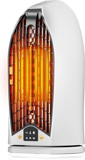 Other - セラミックヒーター小型電気ストーブ1200WPTC省エネ1秒即熱90度自動首振りファンヒーター足元ヒーターデスク下過熱保護転倒OFF3段階タイマー(4H/8H/12H)静音暖光灯オフィス寝室浴室用コンパ…