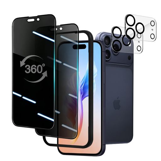 PRTEXLAB【360°覗き見防止】 iPhone17 Pro 用 ガラスフィルム 360°全方向 あらゆる角度 覗き見防止 アイフォン17プロ用 傷に強い 米軍MIL規格 硬度9H 強化ガラス 耐久性強い プライバシー保護 高透…