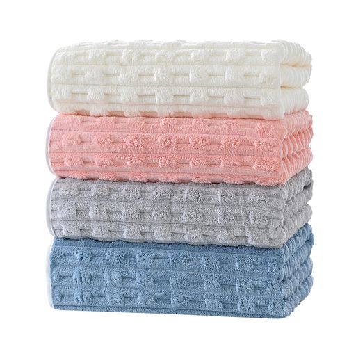 バスタオルマイクロファイバー大判約60X120cm4枚セット立体ポコポコ織りホテル仕様タオルふわふわ柔ら..