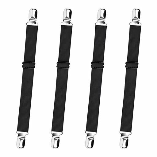 ベッドシーツズレ防止クリップフラットシーツズレ防止クリップ調節可能ゴムバンド布団固定器ゴムバンド滑り止めマットレスバンドお布団ズレ落ちクリップ防止クリップシーツクリップ…