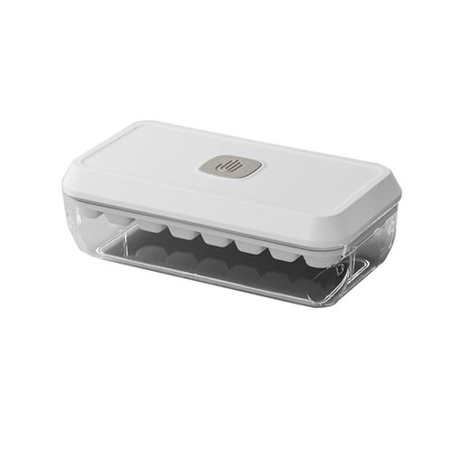 食品グレードのプッシュ式アイストレイ収納用アイスキューブモールドシャベル付き家庭用大容量製氷容器完成したアイスキューブ収納ボックス(ホワイトs)