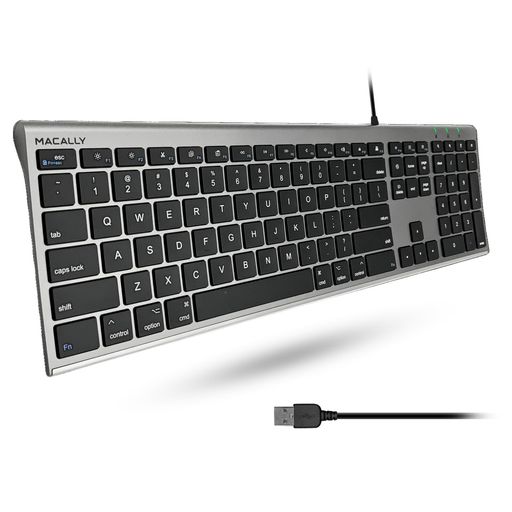 MACALLY mac キーボード US配列 有線 オールアルミフレーム スリム 静音性 シザー式キー テンキー付き 在宅勤務 テレワーク iMac Pro iMac MacBook Pro MacBook Air対応 MacとWindowsPC 対応
