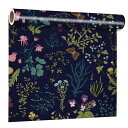 VEELIKE 花柄 リメイクシート 壁紙シール クロス 45X300CM ネイビー ボタニカル シールタイプ インテリア 壁シート カッティングシート ウォー...