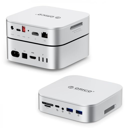 ORICO 10in1 Mac Mini M4/M4 Pro 専用 ドッキングステーション デュアルM.2 RAID機能搭載 NVMe/SATA両対応 外付けSSDケース 4K@60Hz HDMI 10Gbps高速転送 RJ45有線LAN PD60W給電