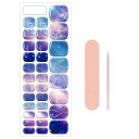 フットネイルシールジェルネイルシールネイルシール足足用硬化タイプ32枚セットセルフスティック付き剥がし長持ちツール付きパープル系