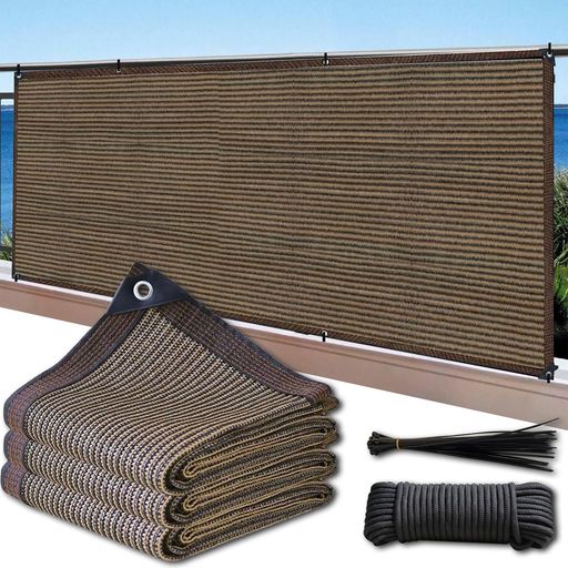 ベランダ目隠しシェード通気性高密度ポリエチレンモカ色サンシェードベランダ日よけUVカット遮光ネットフェンス家庭バルコニープライバシー保護マンションバルコニー日差し対策簡単…