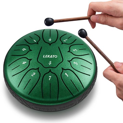 スリットドラム スチールタングドラム LEKATO 金属ドラム 11音 6インチ 打楽器 マレット 収納バッグ付き 瞑想 ヨガ …