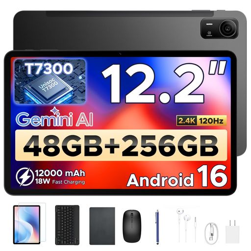 ビジネス・エンターテインメント 🔥【Android 16+Gemini AI・2.4K 120Hz超薄金属ボディ】P12 Pro SIMフリータブレット 12インチ は、最新のandroid16タブレットとしてGemini AIを搭載。文章作成・翻訳・要約を自動化しビジネスや学習を効率化。12型2.4K(2000x1200)内嵌式IPSと120Hzで圧倒的鮮明・滑らか。7.6mm超薄型金属筐体・87.1%屏占比で高級感と携帯性を両立したandroidタブレットです。 🔥【48GBメモリ相当+256GB UFS+2TB拡張・T7300 6nm 8コアCPU】このSIMフリー タブレット 12インチは、12GB RAM+最大36GB拡張で合計48GB相当の大容量メモリを実現。256GB UFSストレージ+最大2TB拡張対応で資料・動画・アプリも余裕。UNISOC T7300オクタコア(2.2GHz/6nm)搭載で高速処理と省電力を両立したandroidタブレットです。