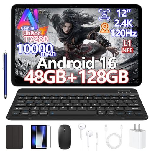 エンターテインメント 【2026年最新発売 x Android16 x Gemini AI統合タブレット】Googleの Gemini AI をシステムレベルで統合し、検索、文章作成、翻訳、要約、学習サポートまでスムーズに対応。 Android16 タブレット、AIタブレット、Gemini対応タブレット、最新アンドロイド タブレットをお探しの方に最適です。人気の 高性能タブレット本体 として、ビジネス用途、在宅ワーク、オンライン授業、日常利用まで幅広く活躍します。 【12インチ 2.4K大画面 x 120Hz高リフレッシュレート】12インチのIPSディスプレイは、2.4K(2000x1200)高解像度に対応し、 さらに 120Hz 高リフレッシュレート により、スクロールや動画再生、ゲーム操作も非常になめらか。 大画面タブレット、12インチ タブレット、2K タブレット、120Hz タブレットを求める日本ユーザーに理想的です。 Netflix、YouTube、Prime Videoも Widevine L1 対応で1080P高画質再生が可能。