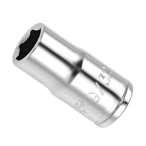 星(塗り潰し) 6点ソケットサイズ --- ドライブ: 1/4"; 深さ: 9/32"; 全長: 25mm / 0.98"; 内容物: インパクトソケット x 1 星(塗り潰し) 幅広い用途 --- CR-V製ソケットはソケットレンチ用で、各種構造用締結部品の取り付け・取り外しに広く使用されます。自動車修理、DIY工作、建設、機械メンテナンスに適しています。 星(塗り潰し) 確実な締結 --- 6点ソケットの六角構造はボルトやナットの頭部にしっかりフィットし、接触面積が広く安全な接続を提供します。グリ ップ力が強く、締結部品の丸み防止や滑り防止に優れ、作業安全性と効率を向上させます。 星(塗り潰し) CR-V素材 --- 三重角ドライブソケットは高硬度のクロムバナジウム鋼(CR-V)製で、強度と耐磨耗性に優れ、変形やダメージしにくく、高トルク作業環境に適しています。研磨クローム仕上げの滑らかな表面は錆や腐食を防ぎ、工具の寿命を延ばします。 星(塗り潰し) 使用上の注意 --- ソケットサイズがボルト頭部と一致していることを確認してください。プロのレンチやトルクレンチを使用し、均一で適切な力を加えてください。