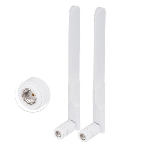 BINGFU デュアルバンド WiFi 2.4GHz 5GHz 5.8GHz 8dBi MIMO RP-SMA オス ホワイトアンテナ (2個パック)