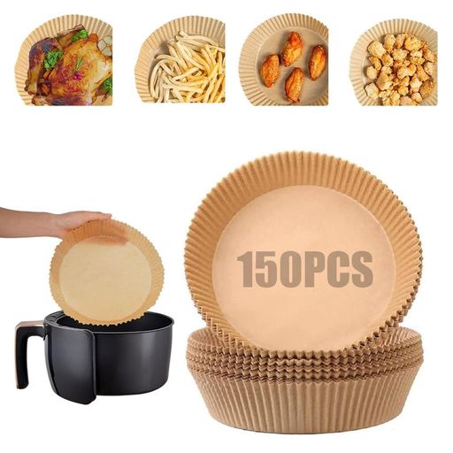 150枚ノンフライヤー使い捨て紙エアフライヤー用紙天ぷら敷紙丸形内径16cm耐熱性3-8L適用使い捨て耐油紙耐水性対応エアフライヤー電子レンジオーブン蒸し器クッキングペーパー蒸し器