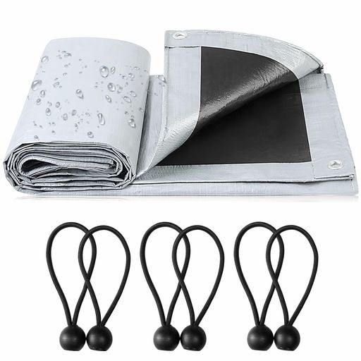 【改良モデル220g/m2厚手生地】防雨シートシルバー防水UVシート屋根カバー庭両面防水UVカット遮光保護..