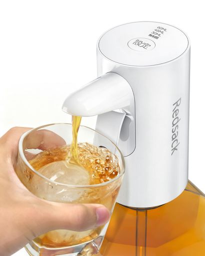 Redsack電動ウイスキーポンプディスペンサー30ml 45ml 60ml定量 無定量自動停止ウィスキー/清酒/焼酎/ハイボール用5L 4L 2.7L対応日本国産大容量ペットボトル用大瓶用ポンプチューハイ …