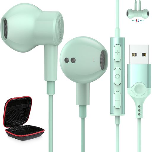 USBイヤホンマイク付きPCパソコン用イヤホンUSB接続有線ヘッドセットステレオ2.3M長HIFI音質通話可能重低音PS4PS5/デスクトップ/ラップトップ/タブレットなどUSB-A端子対応