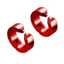 イヤーカフフェイクピアス2個セットフープレディースメンズイヤーカフファッションシンプルイヤーカフサージカルステンレスフープイヤリング(レッド)