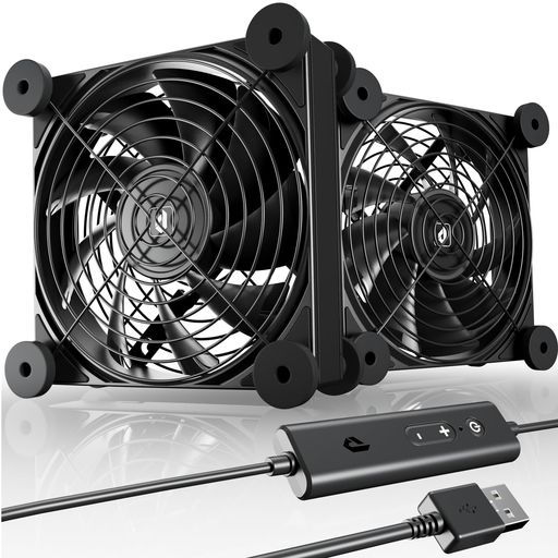 Novonestusbファン冷却ファンUSB扇風機静音4段階風量調整800-1600RPM12cm5V強力2連ミニ扇風機「U3UK2」