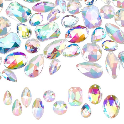 PHPandaHallラインストーン約150粒10種類2穴付きアクリルクリスタルキラキララインストーンビーズクリ..