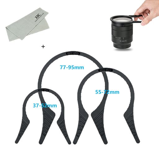 3枚入JJCフィルターレンチフィルタールーズ37-52mm55-72mm77-95mmスレッドCPLUVNDフィルター適用レンズクロス付属