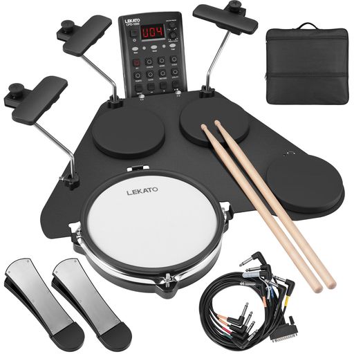 LEKATO 電子ドラムセット 静音メッシュ 折りたたみ式 付き初心者向け 電子ドラム 220種類以上のサウンド USB MIDI 2スイッチペダル スティック付き電子ドラムキット トラベルバッグ(ペダル付き)