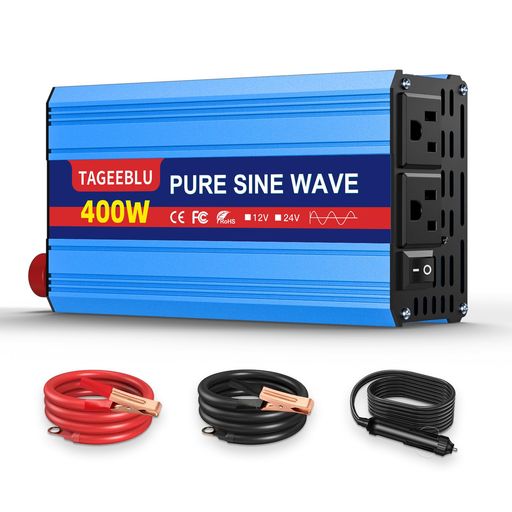 TAGEEBLU 500W インバーター 正弦波 12v 100v, DC12V 60Hz(直流)をAC100V(交流)に変換 車 インバーター、ACコンセント電源2口 家庭緊急用電源 車中泊グッズ アウトドア 自動車 キャンピングカー用品