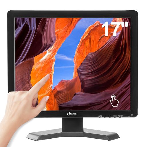 Upinva 17インチ 静電容量式タッチモニター|10点マルチタッチ対応|1280x1024 4:3解像度|HDMI/VGA/AV/USB/BNC入力|内蔵スピーカー|POS/ゲーム機(PS5/PS4/Switch)/PC用