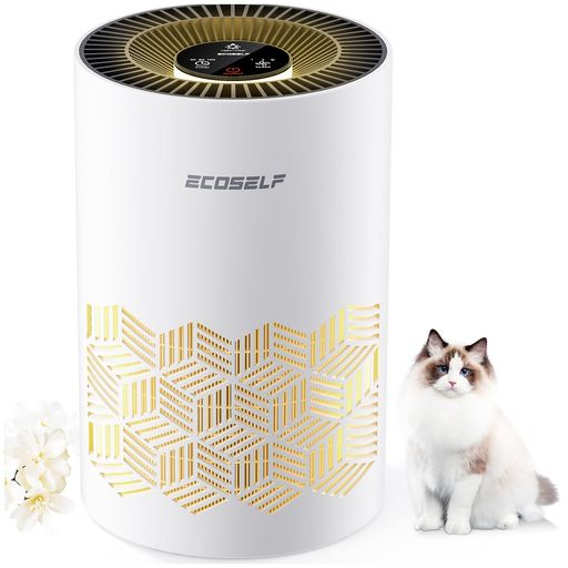 ECOSELF空気清浄機小型【2025新モデルHepaフィルター1h5回部屋洗浄節電】12畳極静音軽量脱臭/PM2.5/花粉/ハウスダスト/ほこり/ペットの毛/カビ/除菌/アレルギー/梅雨対策多様な雰囲気ライト3段…