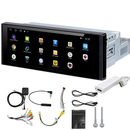 ANDROIDカーステレオ1DIN 6.9インチタッチスクリーンカーラジオ、GPSナビゲーション付きステレオカーBLUETOOTH FMレシーバーサポート電話ミラーリンク、デュアルUSBインターフェイス+ USBドングル付き