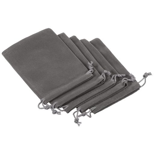 PATIKILマイクロファイバーポーチ14x10cmグレー5個柔らかいストレージ巾着ギフトバッグメガネウェディ..