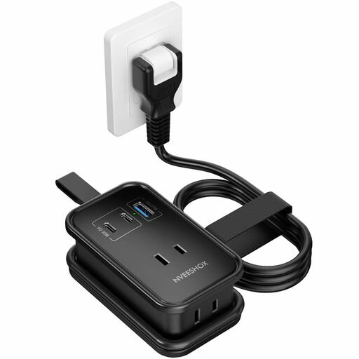 Power Socket Board - 延長コードタイプcPD30WNVEESHOX1M電源タップusb付き3個AC差込口2USB-Cポート+1USB-Aポート小型軽量テーブルタップ蛸足コンセントMacBookPD対応WindowsPCiPadiPhone